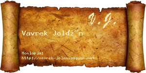 Vavrek Jolán névjegykártya