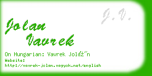 jolan vavrek business card